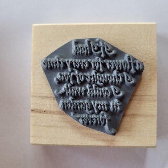 Wooden Mounted Rubber Stamp - If I had a flower... - New - Picture 2 of 2